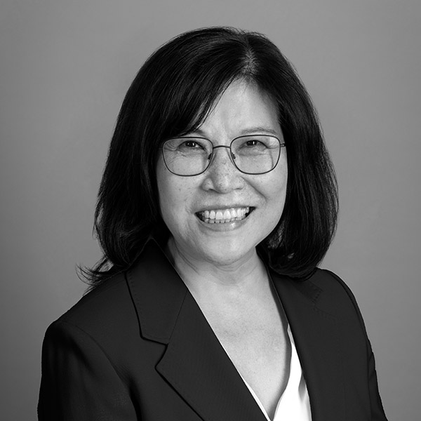 Helen S Kim black and white headshot